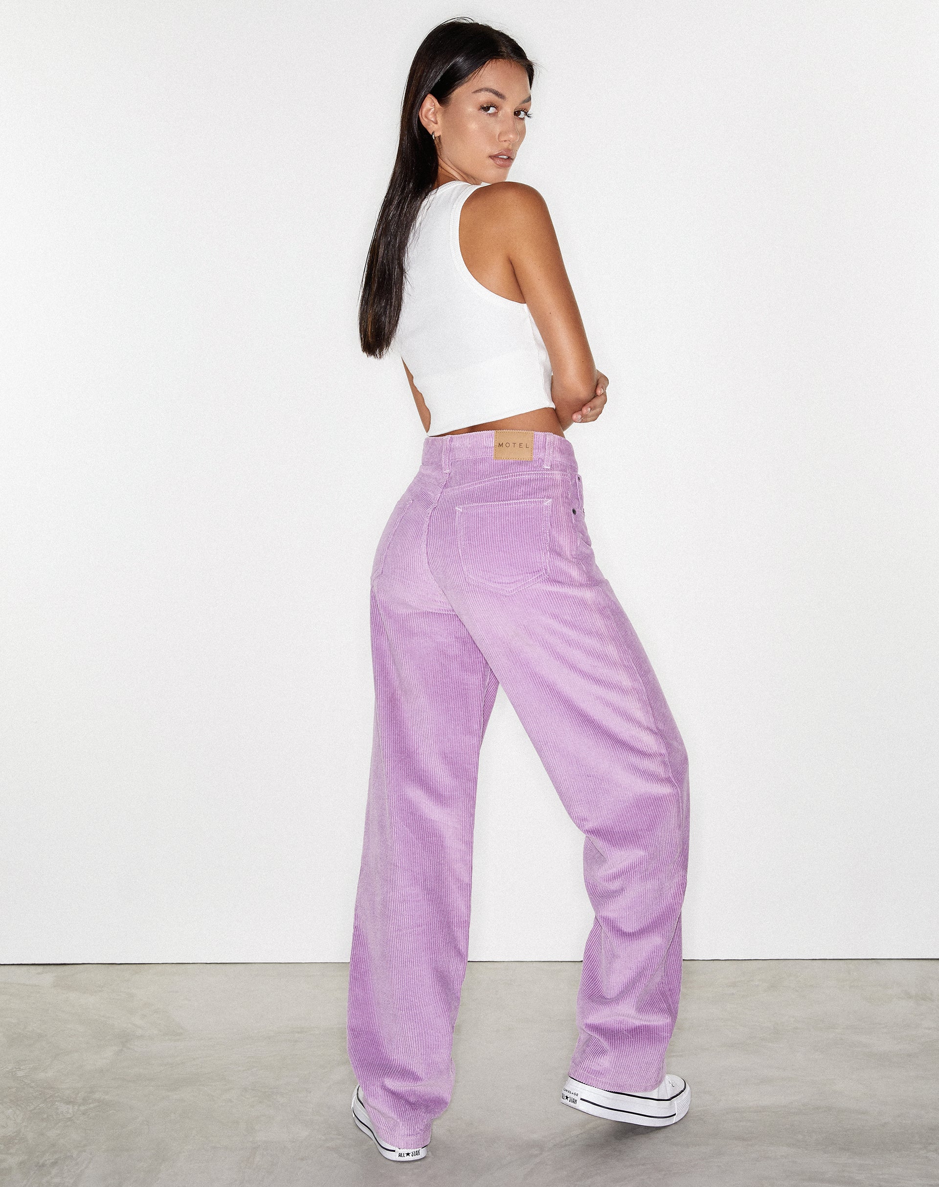 Lilac shop cord trousers