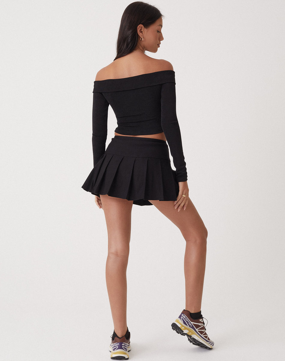 Tailoring Black High Waisted Pleated Micro Mini Skirt | Casini ...