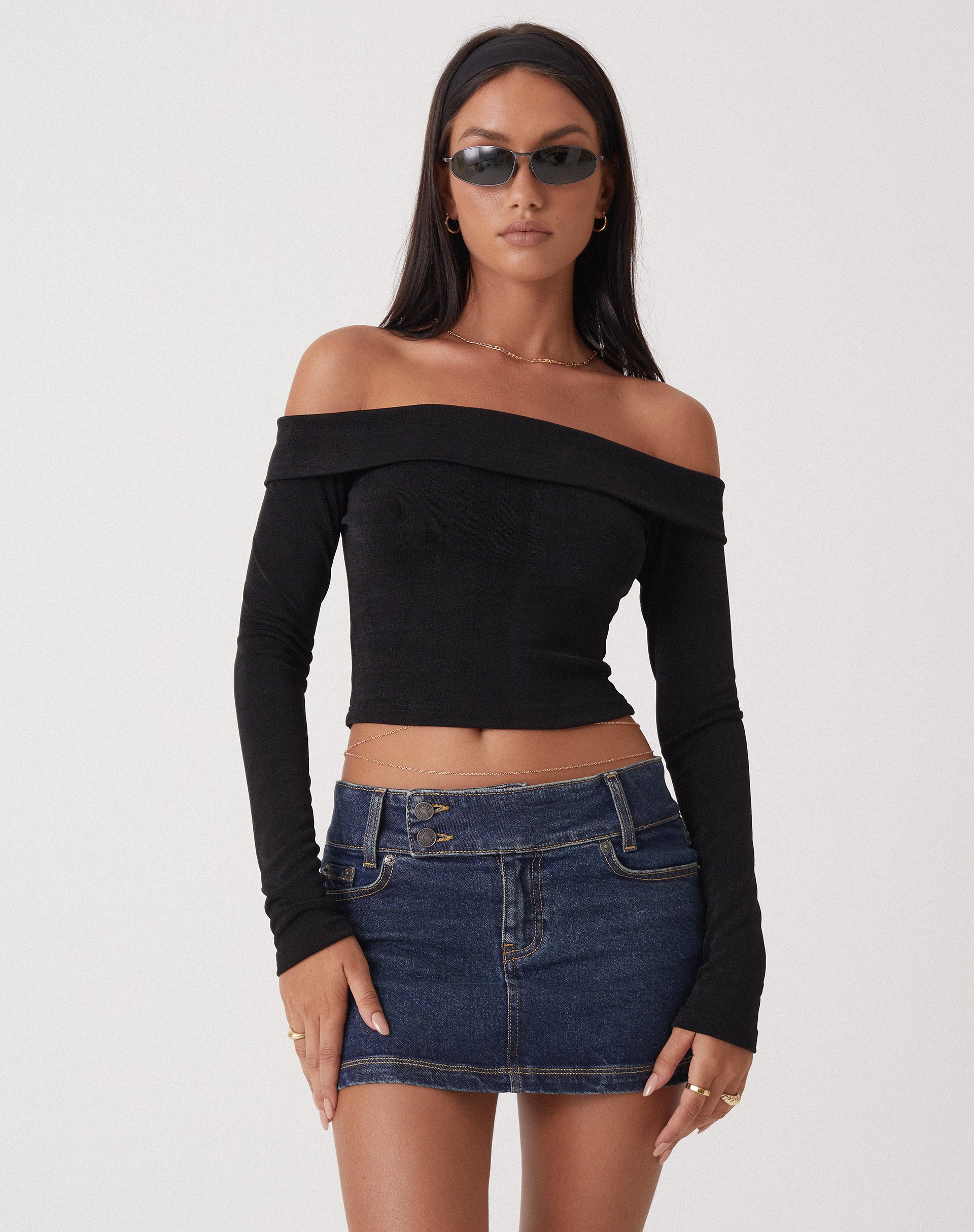 Black off the 2025 shoulder long sleeve shirt