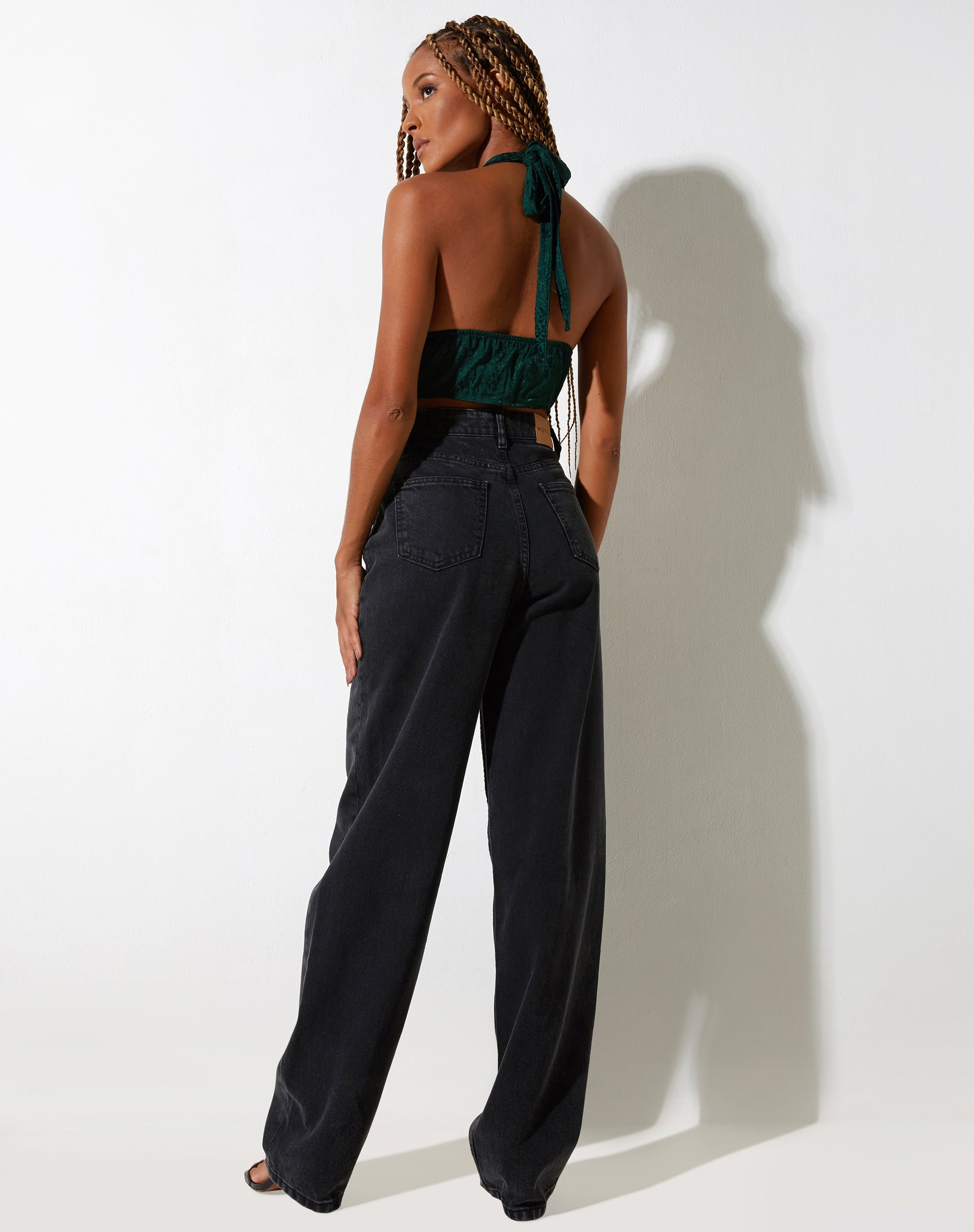 Image of Nanda Crop Top in Satin Cheetah Forest Green