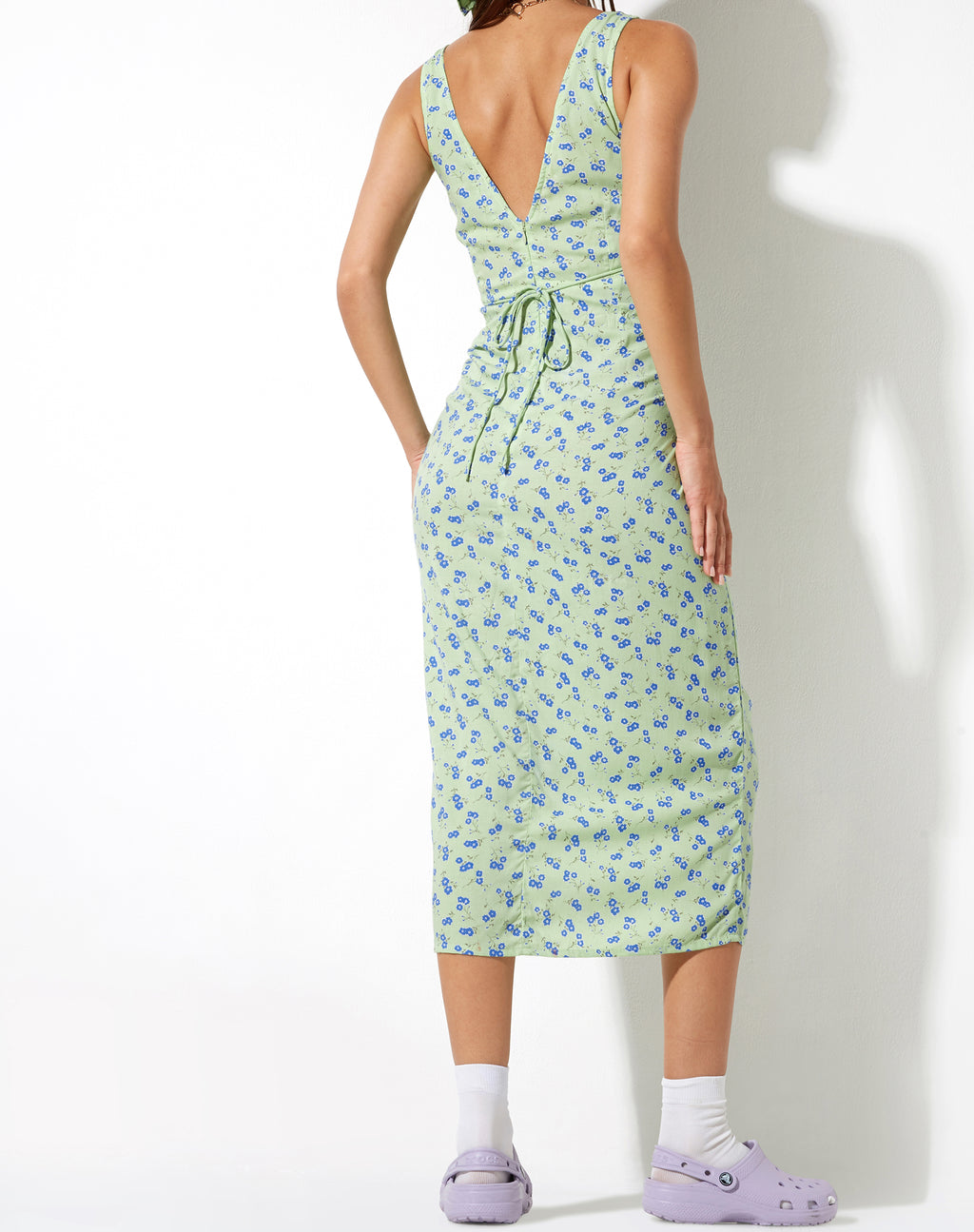 Lisheva Midi Dress in Lime Floral