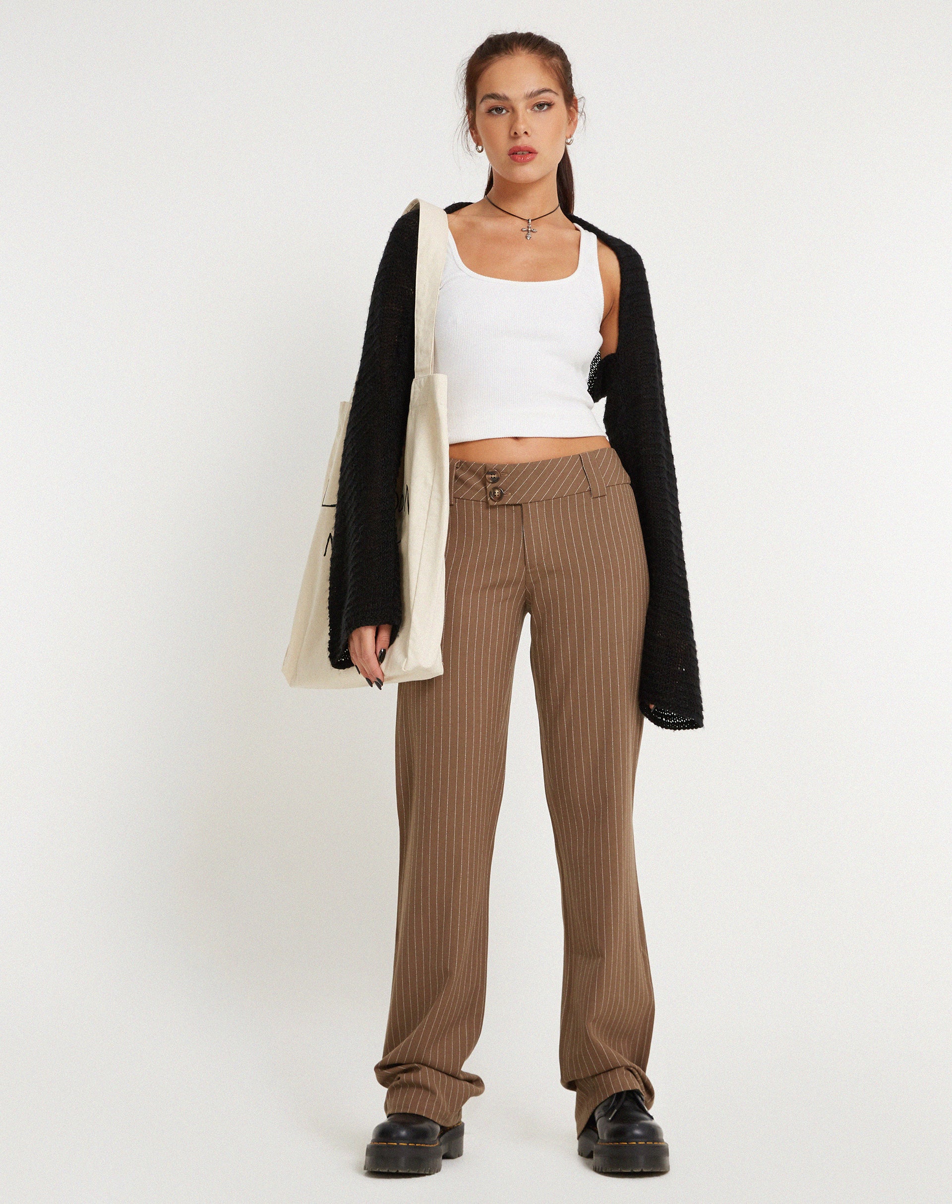 Image of Navida Trouser in Pinstripe Brown