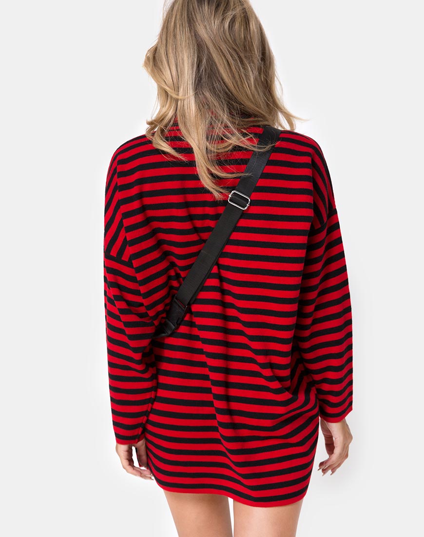 Image of Neivie Jumper in Stripe Horizontal Black / Red