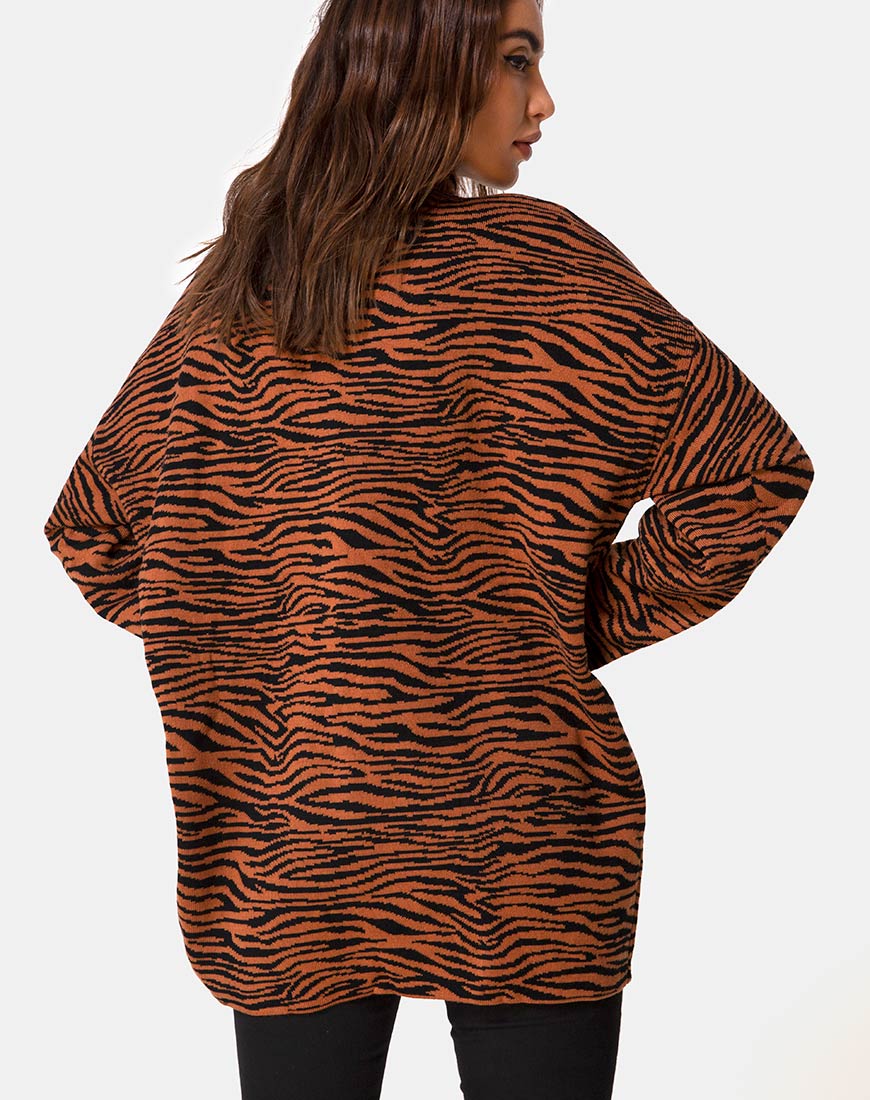 Image of Neivie Roll Neck Jumper in Tiger Knit Brown