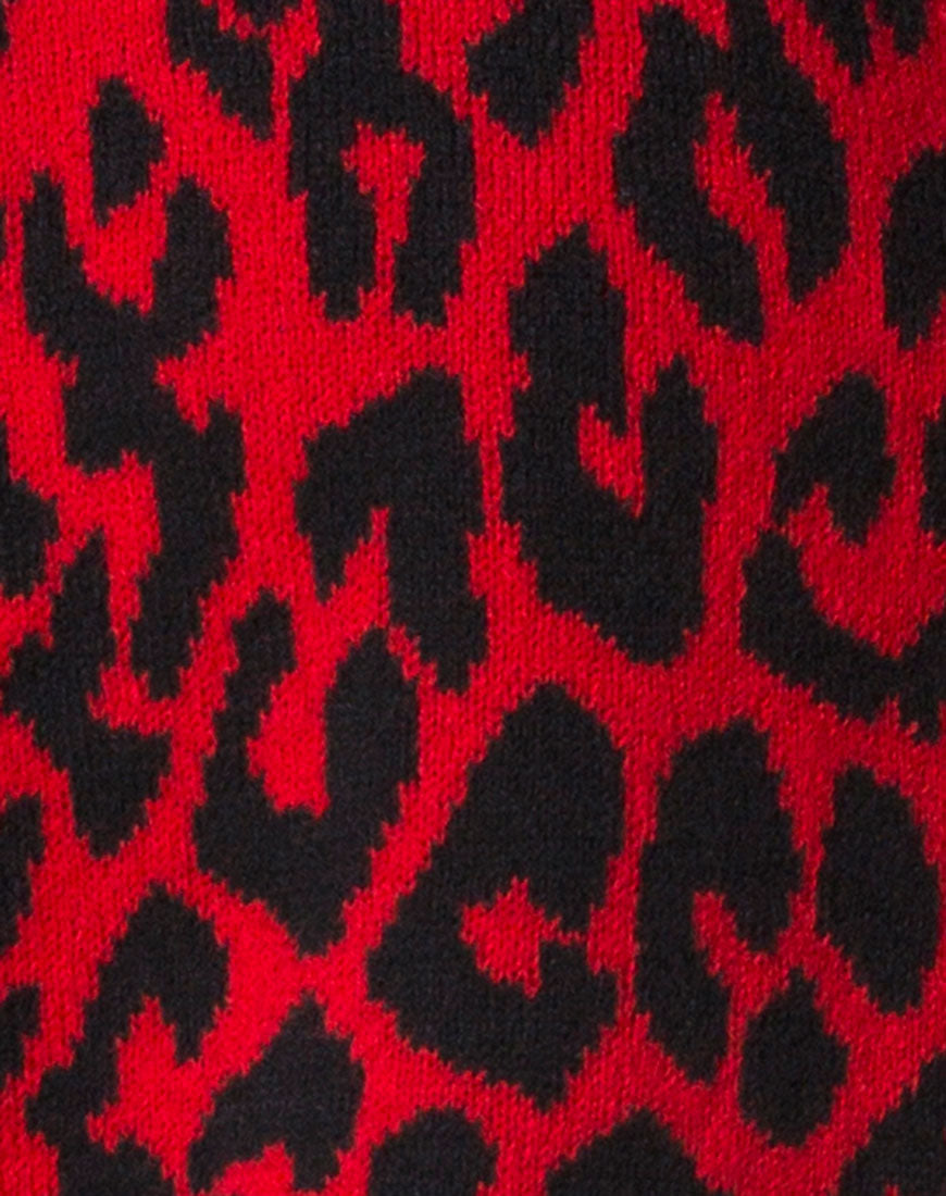 Image of Neivie Jumper Dress in Animal Knit Red