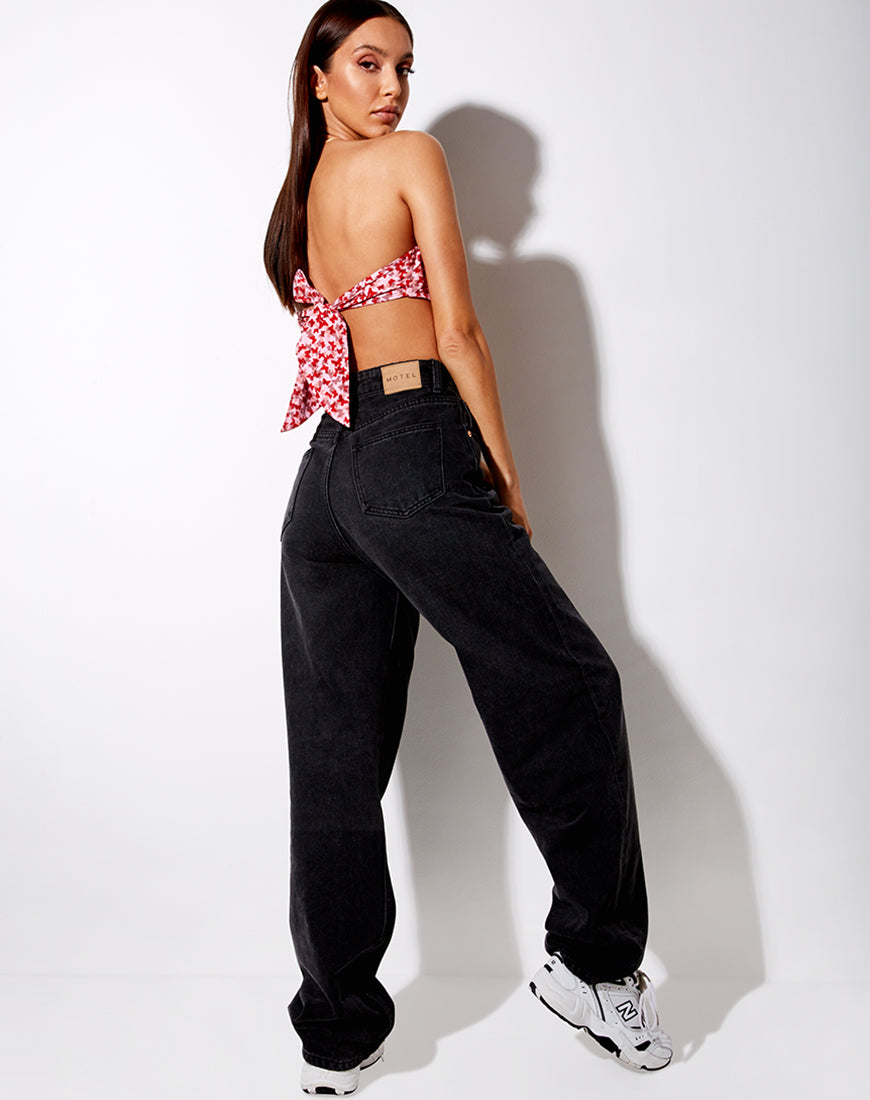 Image of Nolda Top in Ditsy Butterfly Peach and Red