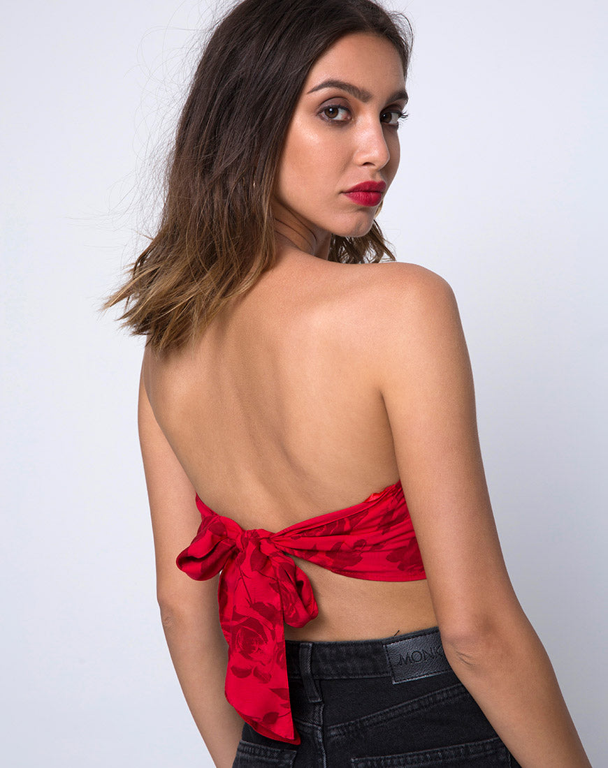 Image of Nolia Tube Top in Tonal Floral Red