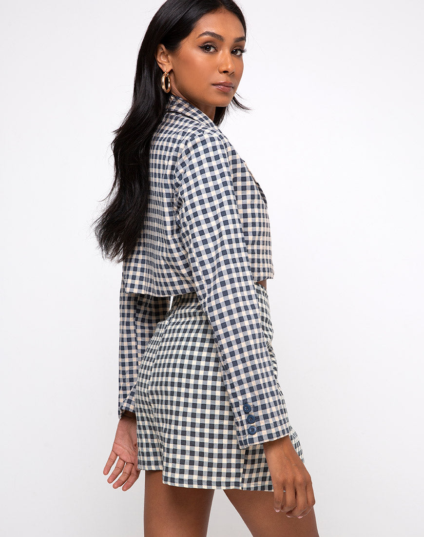 Image of Noly Cropped Blazer in Gingham Cream