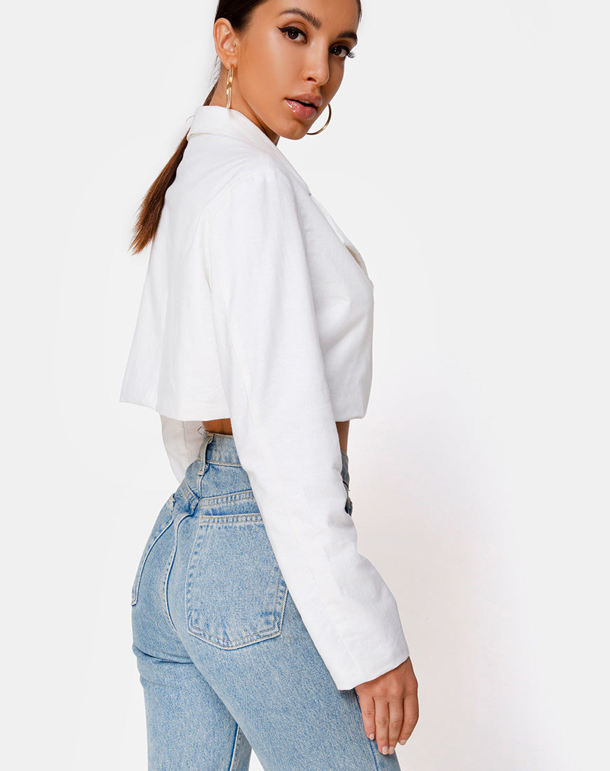 Noly Cropped Blazer in Ivory