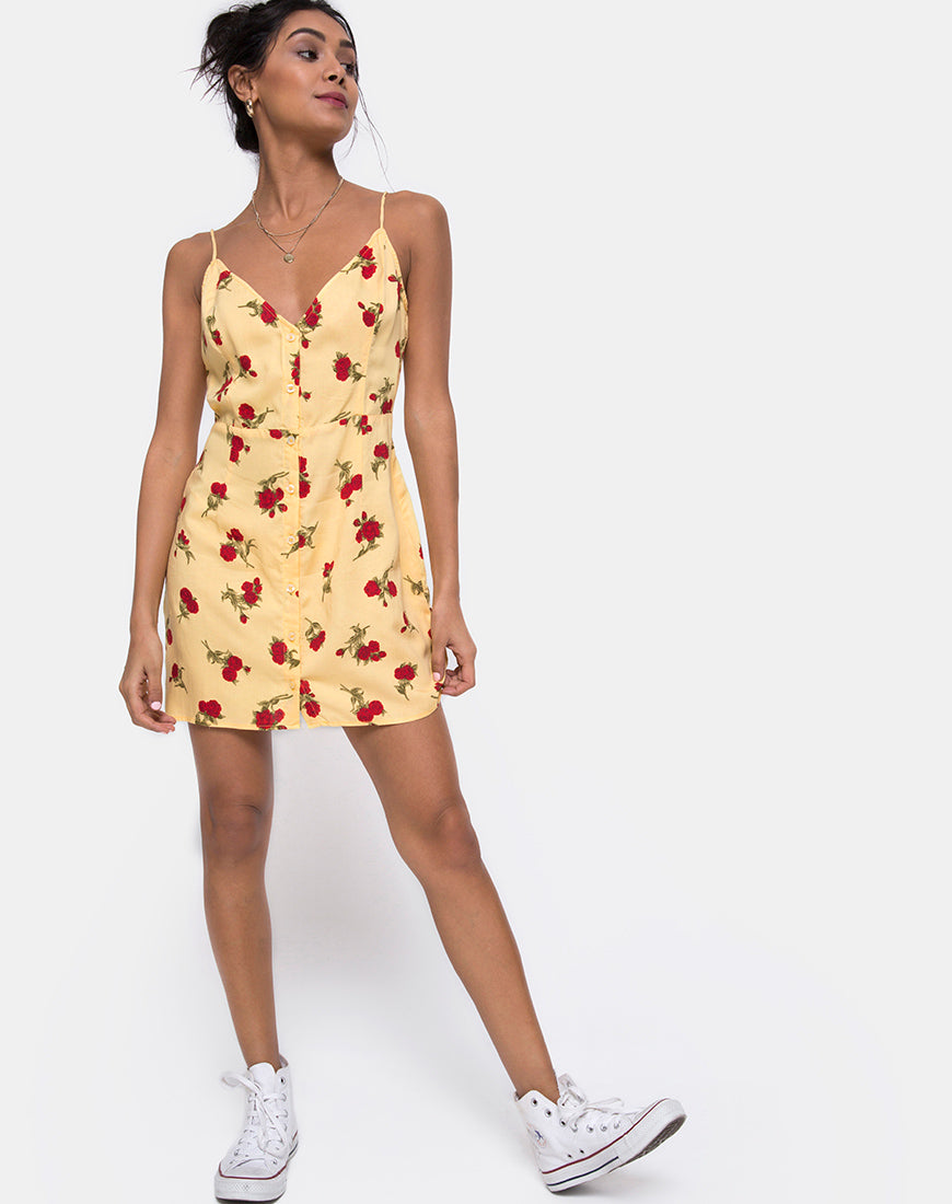 Image of Novia Slip Dress in Falling Rose Yellow