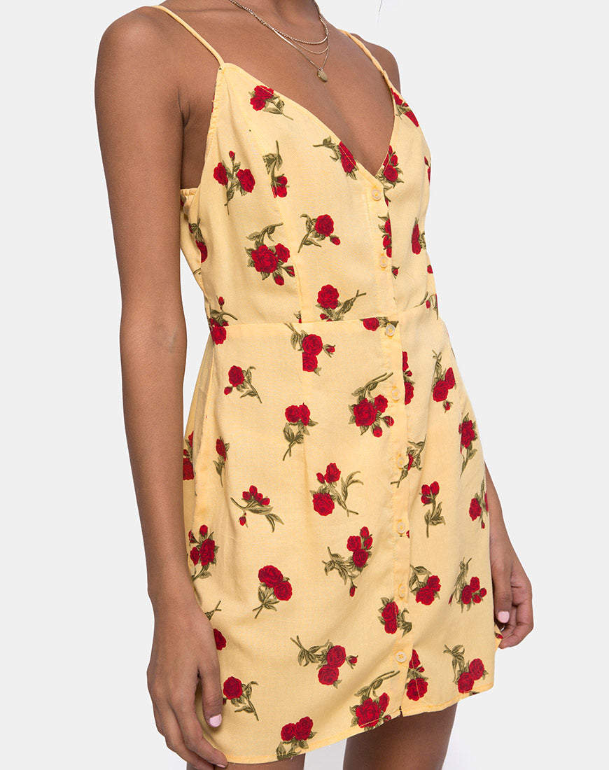 Image of Novia Slip Dress in Falling Rose Yellow