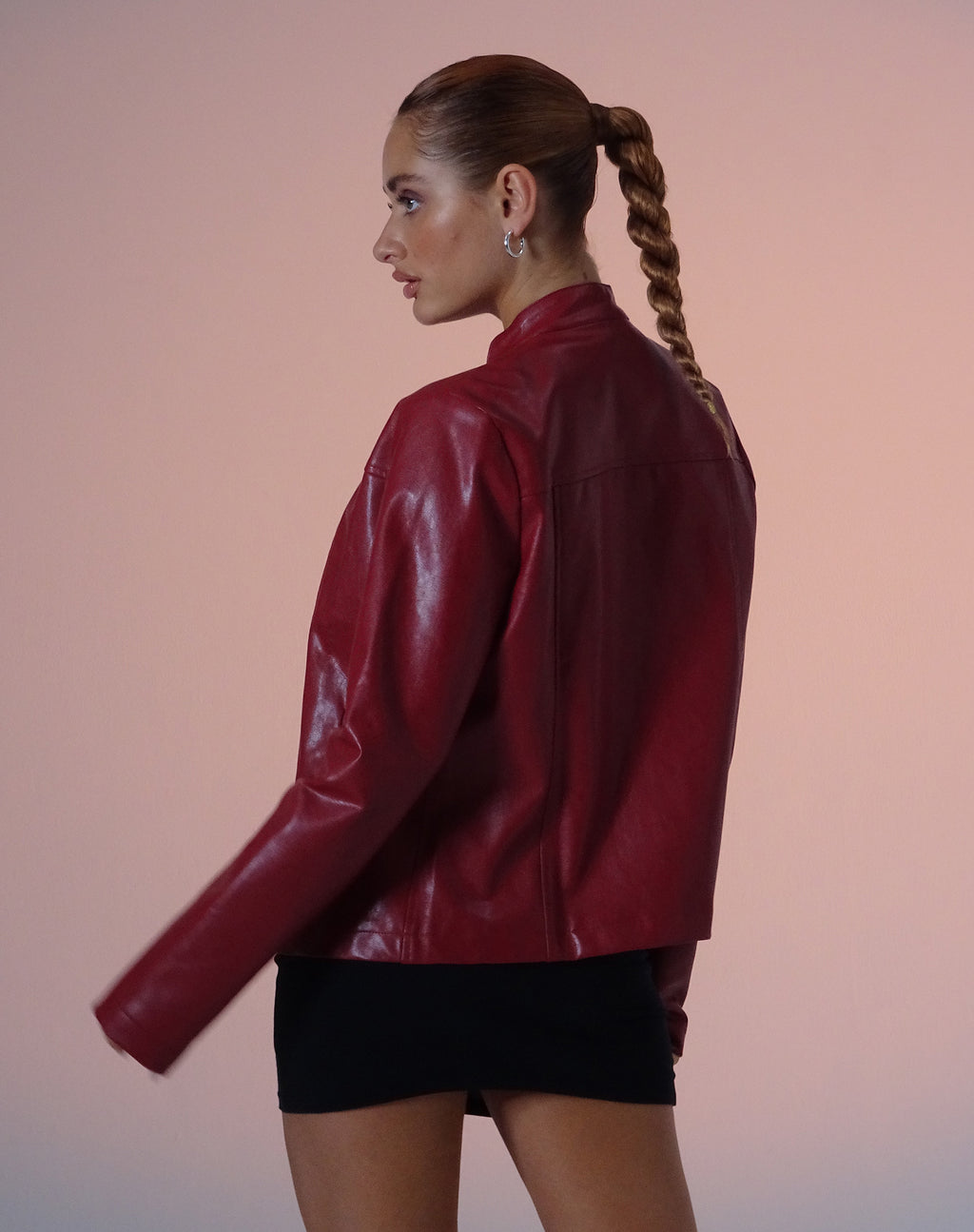 Olivia Jacket in PU Blood Red