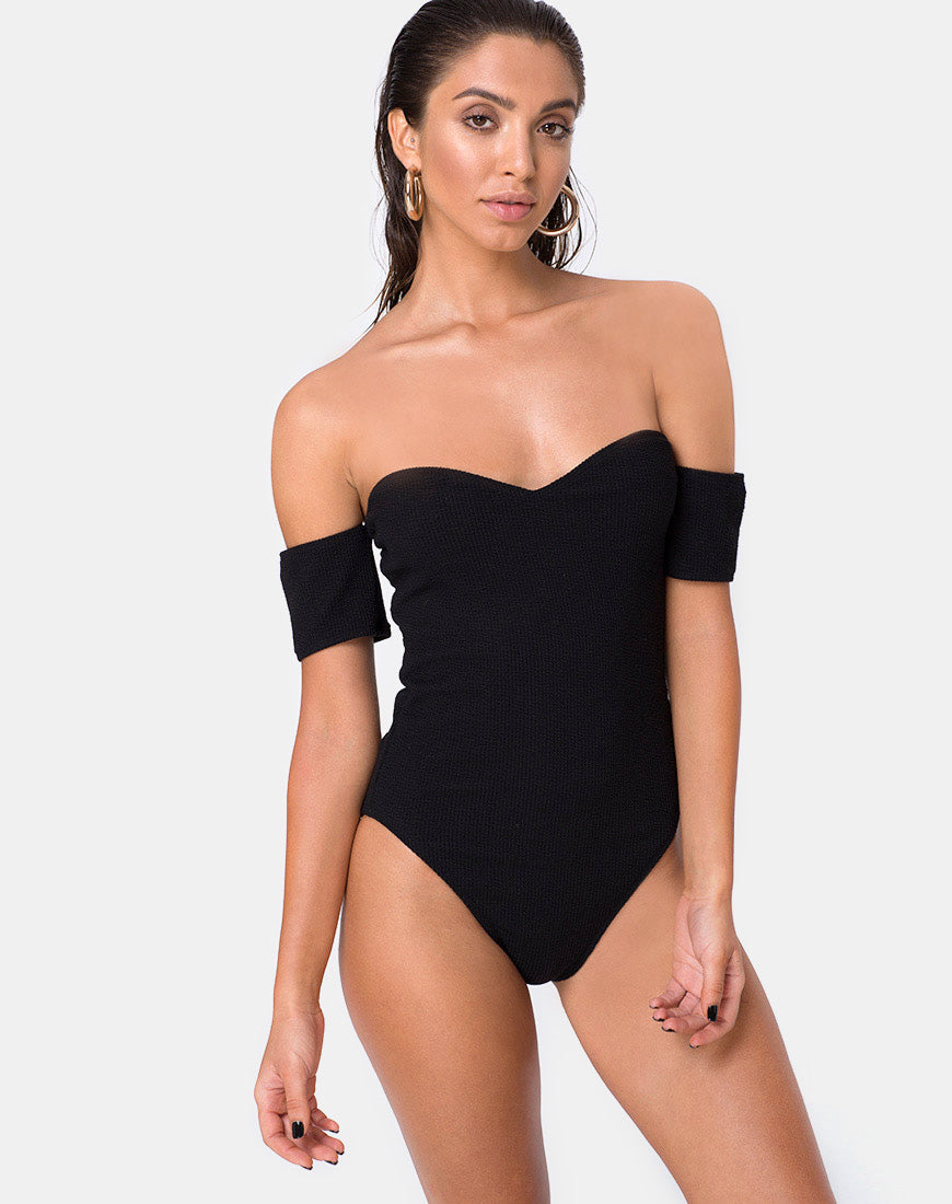 Image of Ona Swimsuit in Crinkle Rib Black