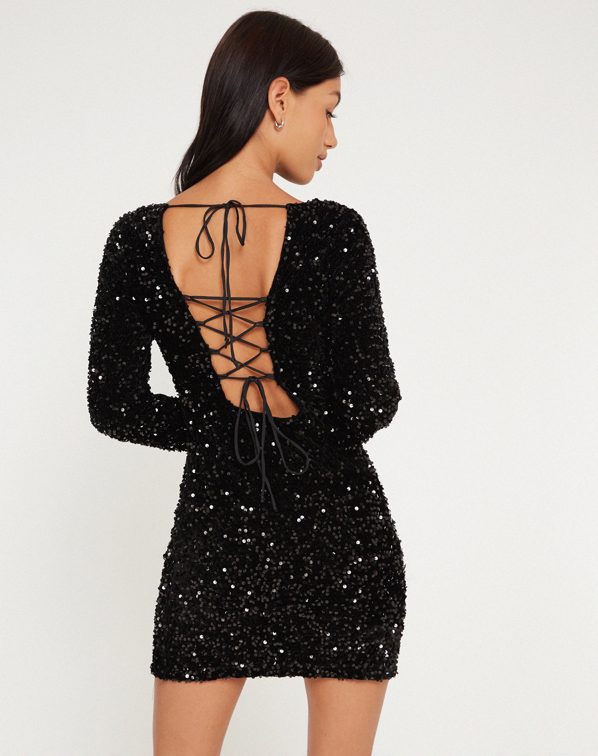 V. Chapman The Betty Dress in Black Sequins 8 / Black Sequins