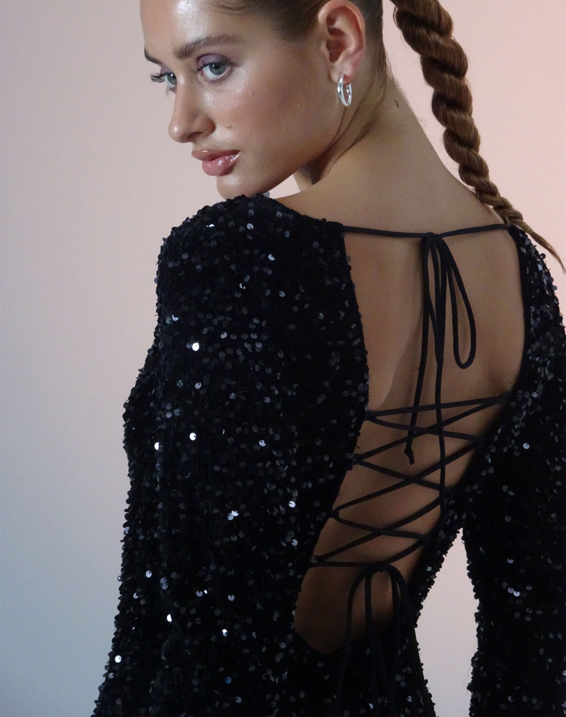 Sequin Black Long Sleeve Mini Dress | Onaki motelrocks.com Sequin Black Long Sleeve Mini Dress | Onaki motelrocks.com