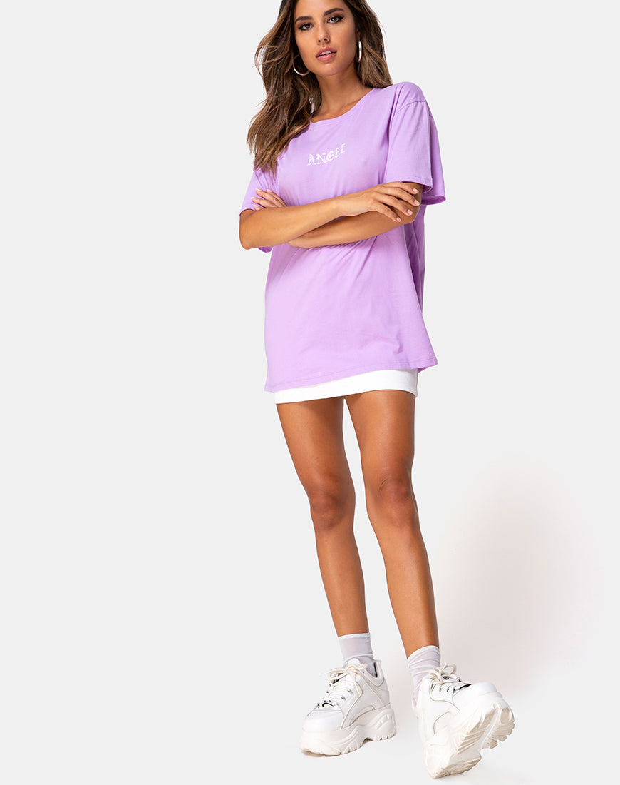 Image of Oversize Basic Tee in Lilac with Angel Embro