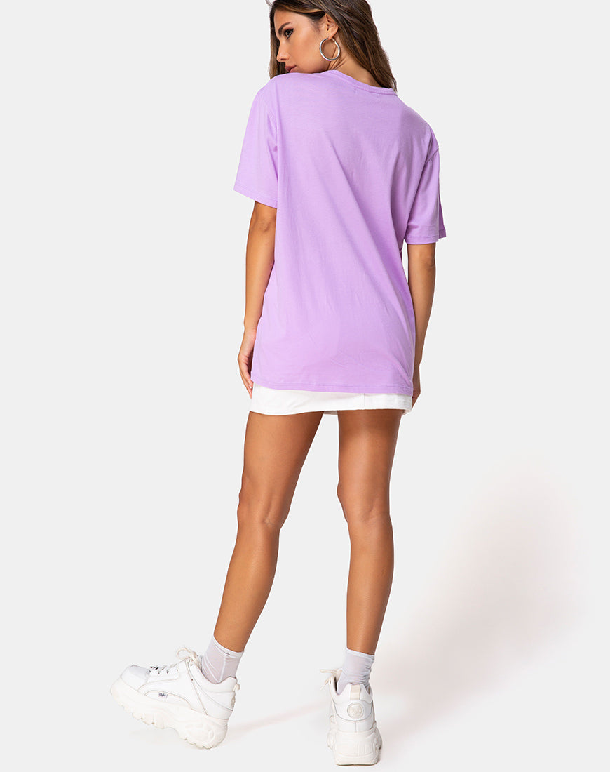Image of Oversize Basic Tee in Lilac with Angel Embro