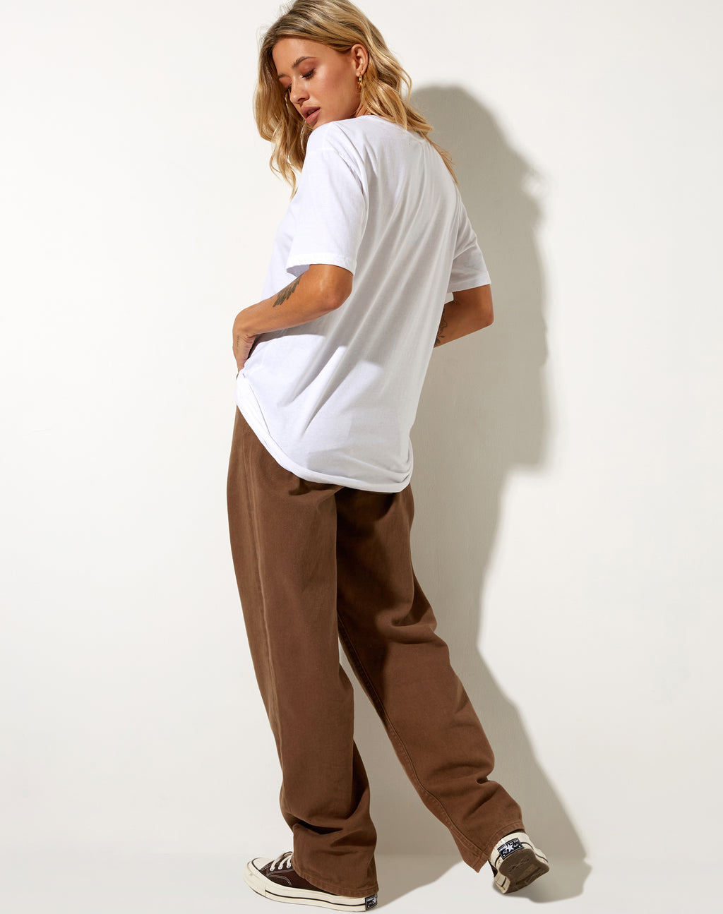 Oversize Basic Tee in White Champignons