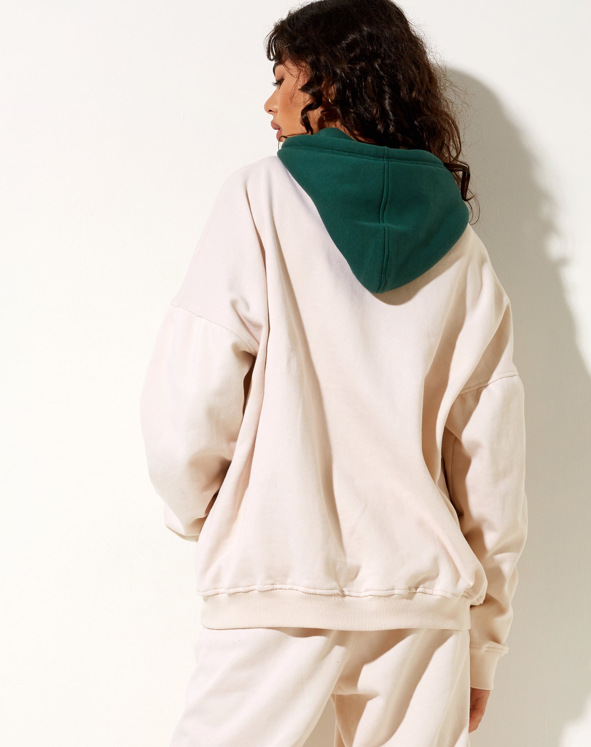 Image of Oversize Hoodie in Forest Green Winter White M Embro