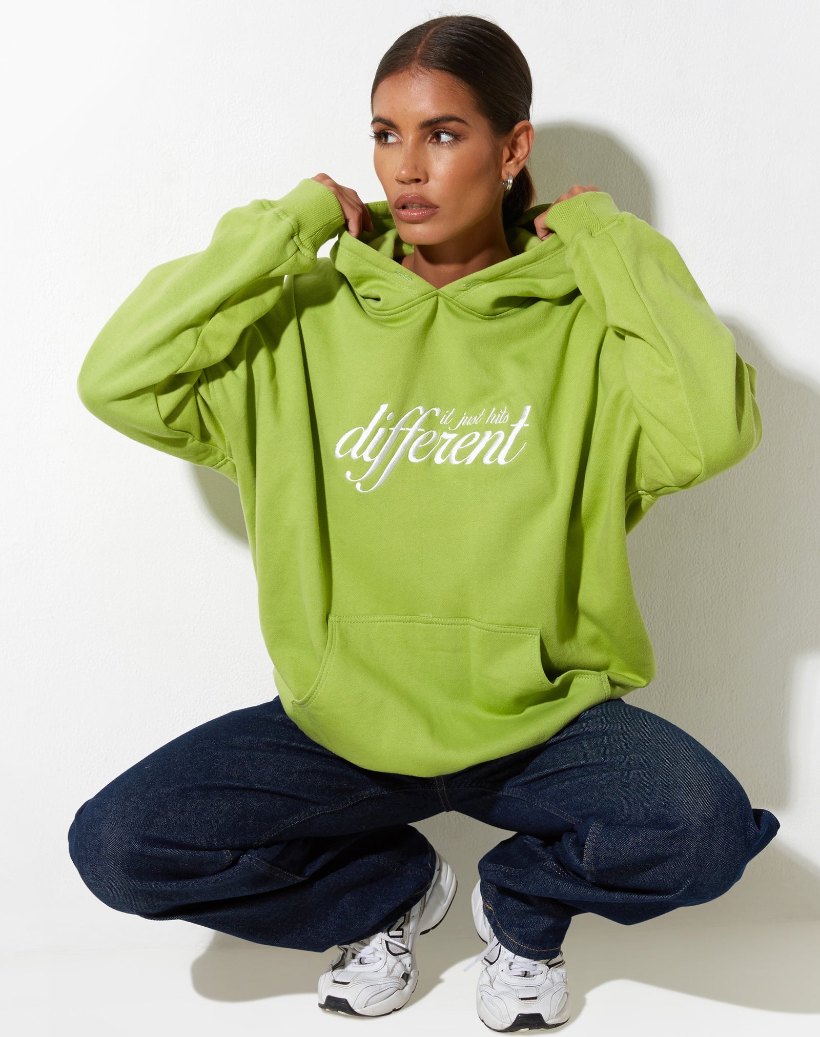 Green Embroidered Oversized Hoodie | Oversize – motelrocks.com