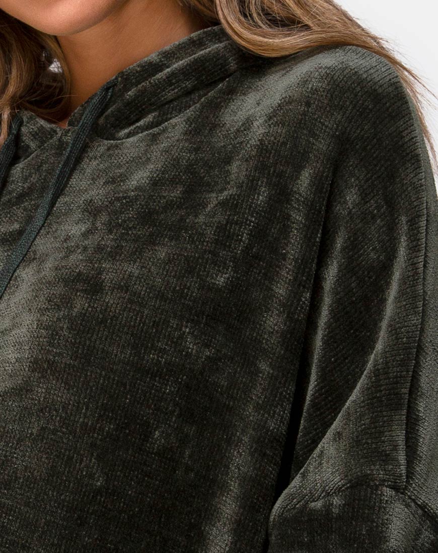 Image of Oversize Hoody in Chenille Olive