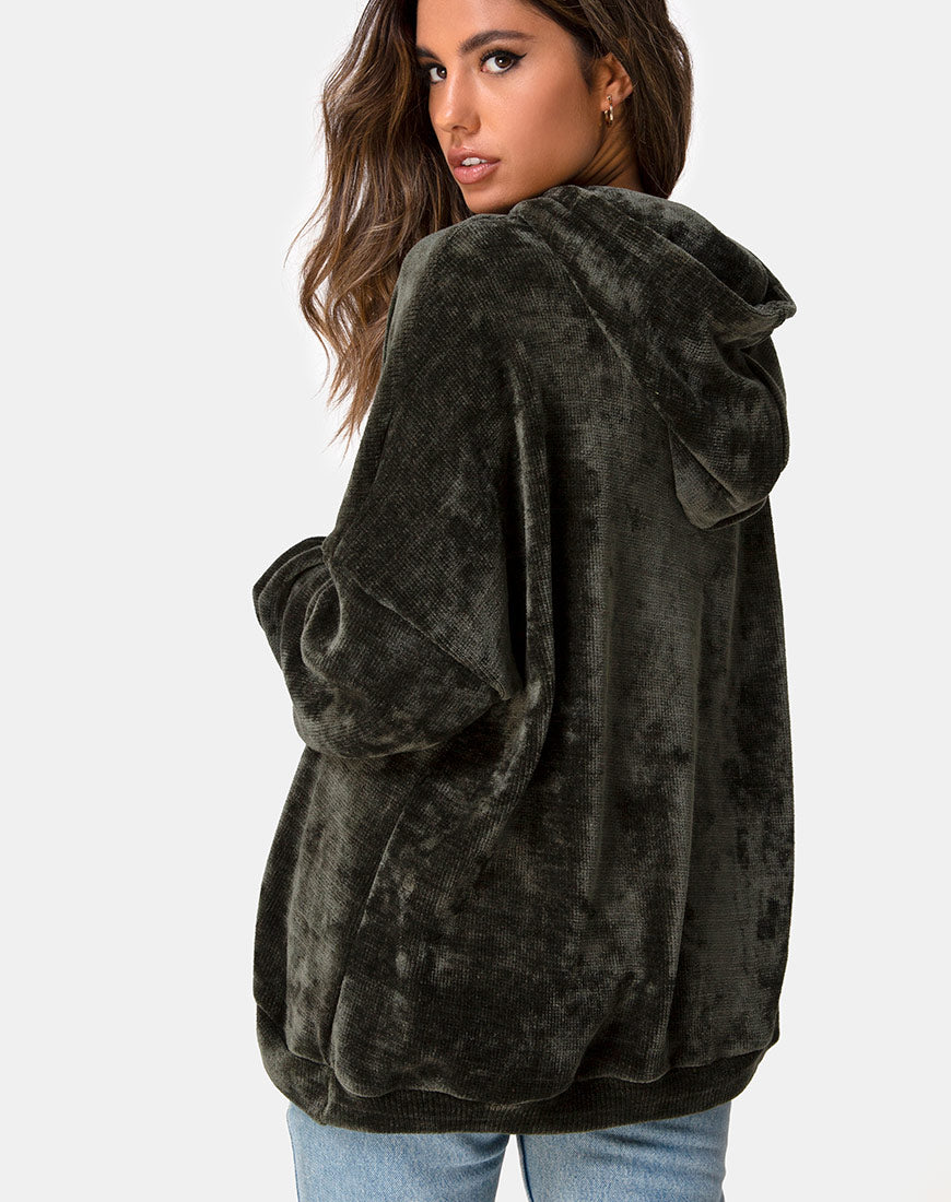 Image of Oversize Hoody in Chenille Olive