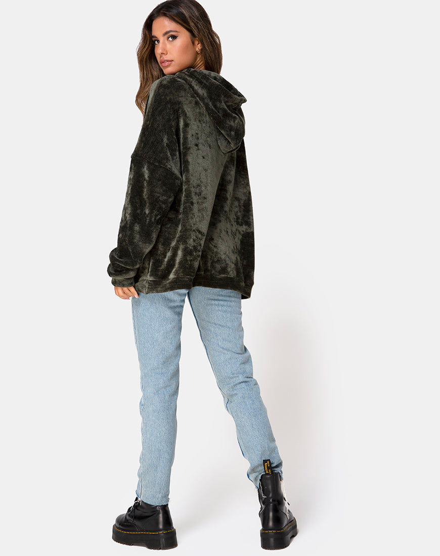 Image of Oversize Hoody in Chenille Olive