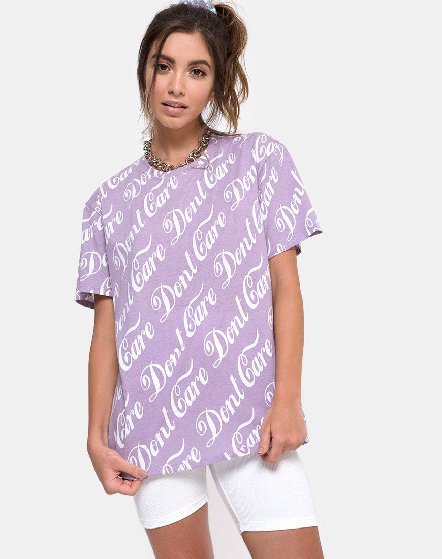 Oversize Basic Tee in Lilac “Don’t Care”