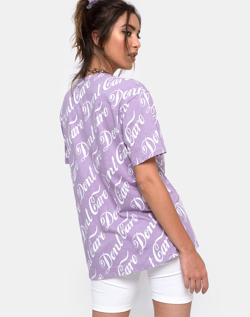 Oversize Basic Tee in Lilac “Don’t Care”