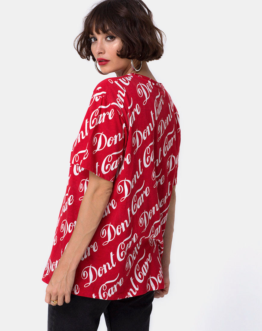 Image of Oversize Basic Tee in Red Don’t Care Full Print