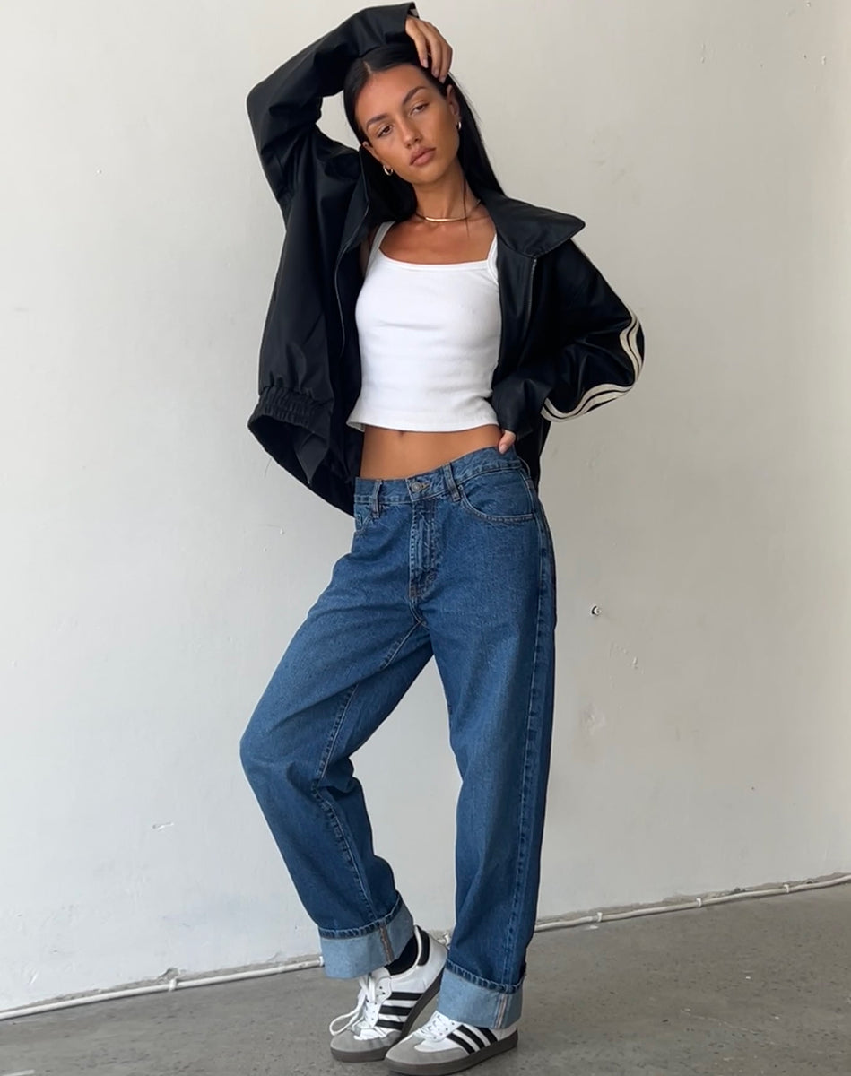 Mid Blue Used Low Rise Jeans | Oversized Dad – motelrocks.com