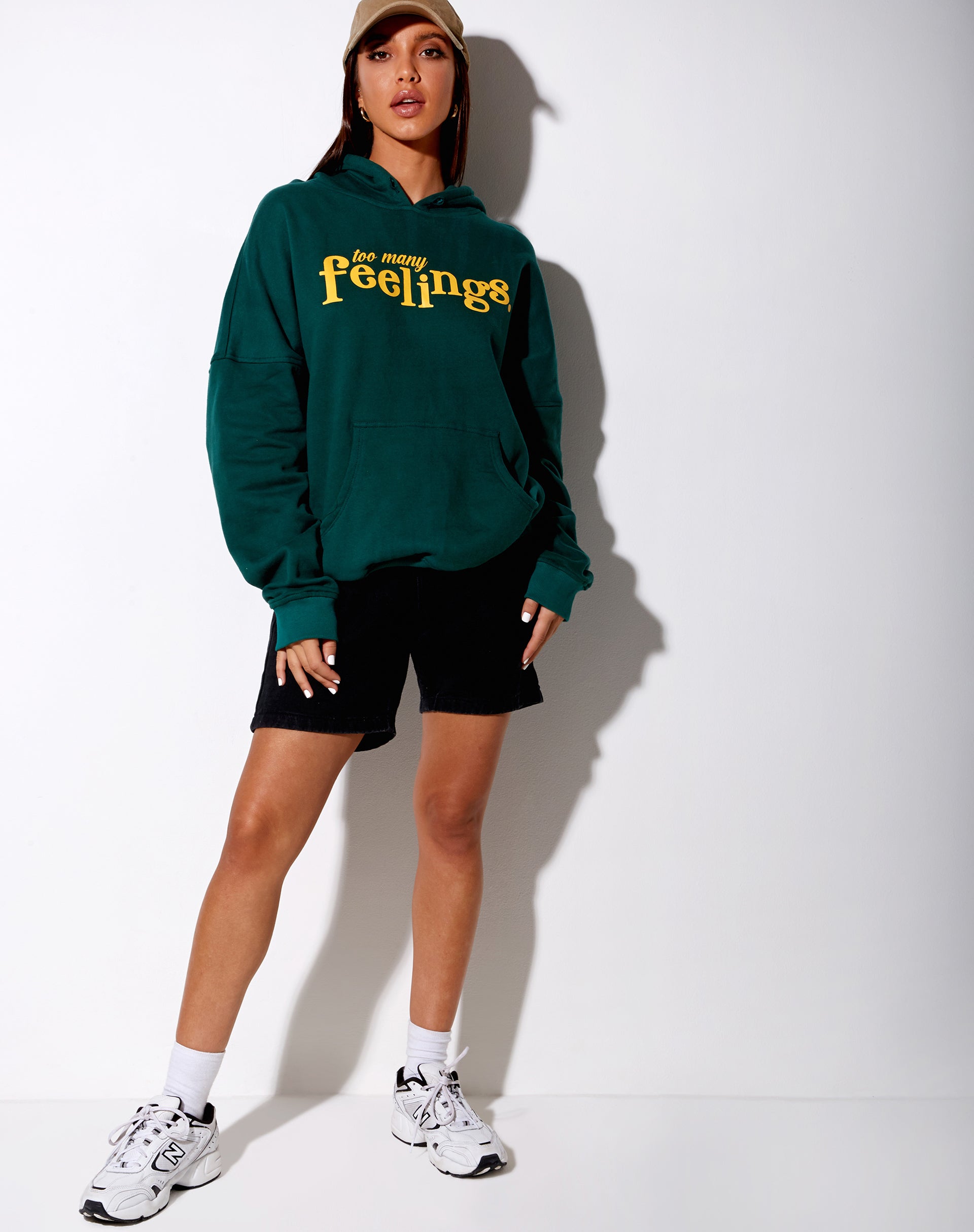 Image of Oversize Hoody in Bottle Green Too Many Feelings