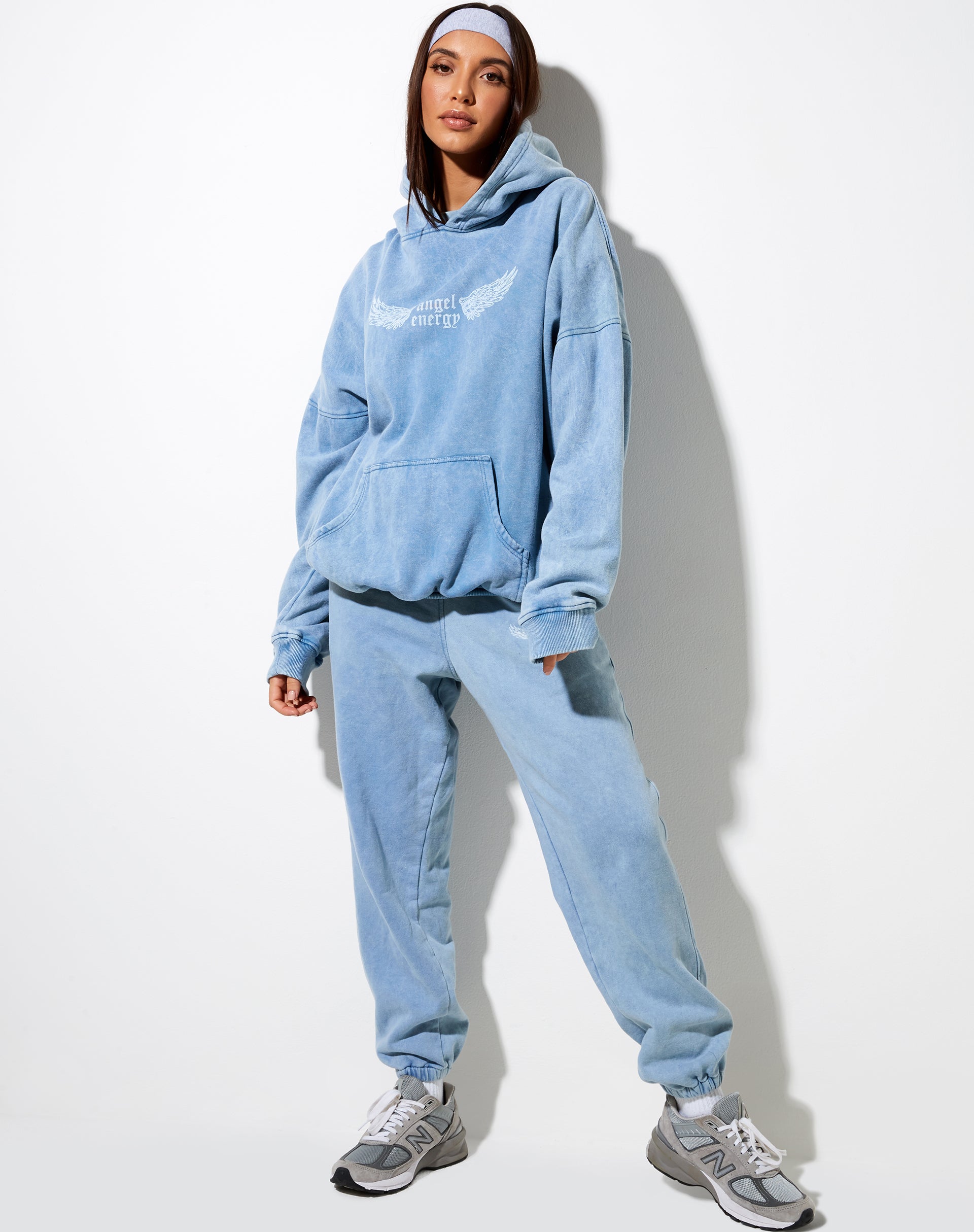 Image of Oversize Hoodie in Washed Blue Angel Energy Wings