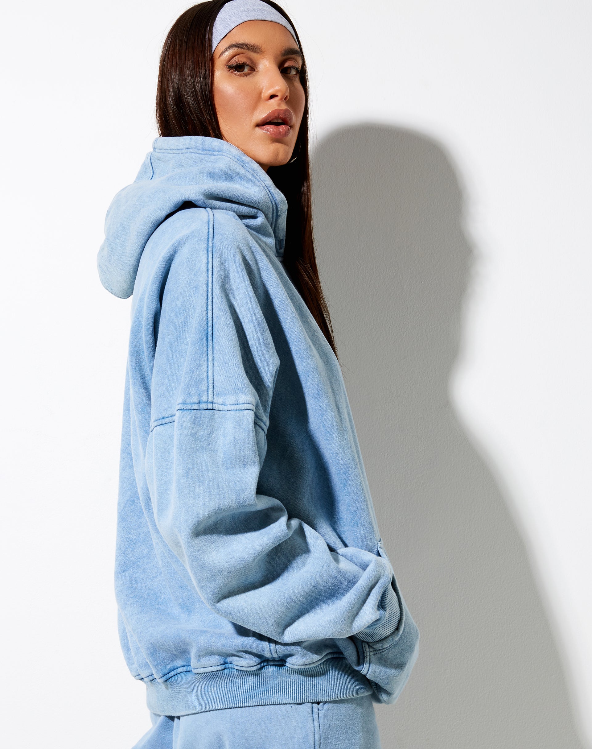 Image of Oversize Hoodie in Washed Blue Angel Energy Wings