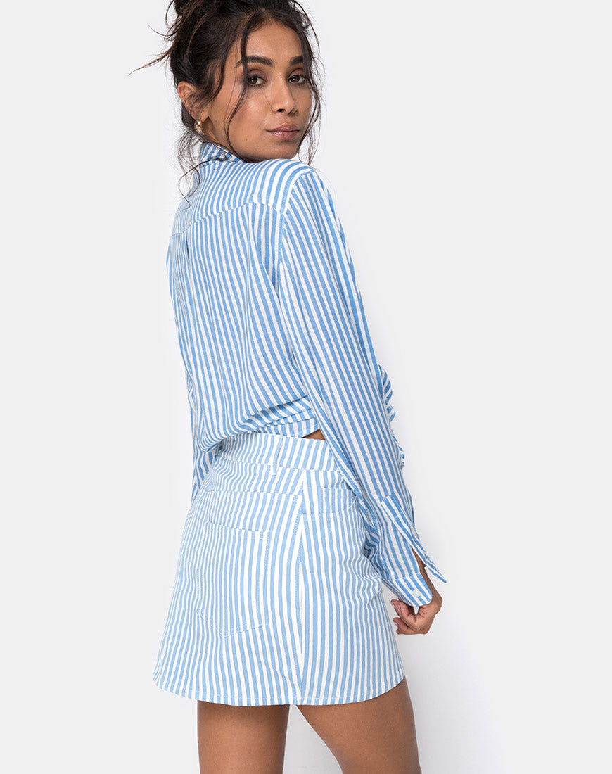 Mini Broomy Skirt in Basic Stripe Blue and White