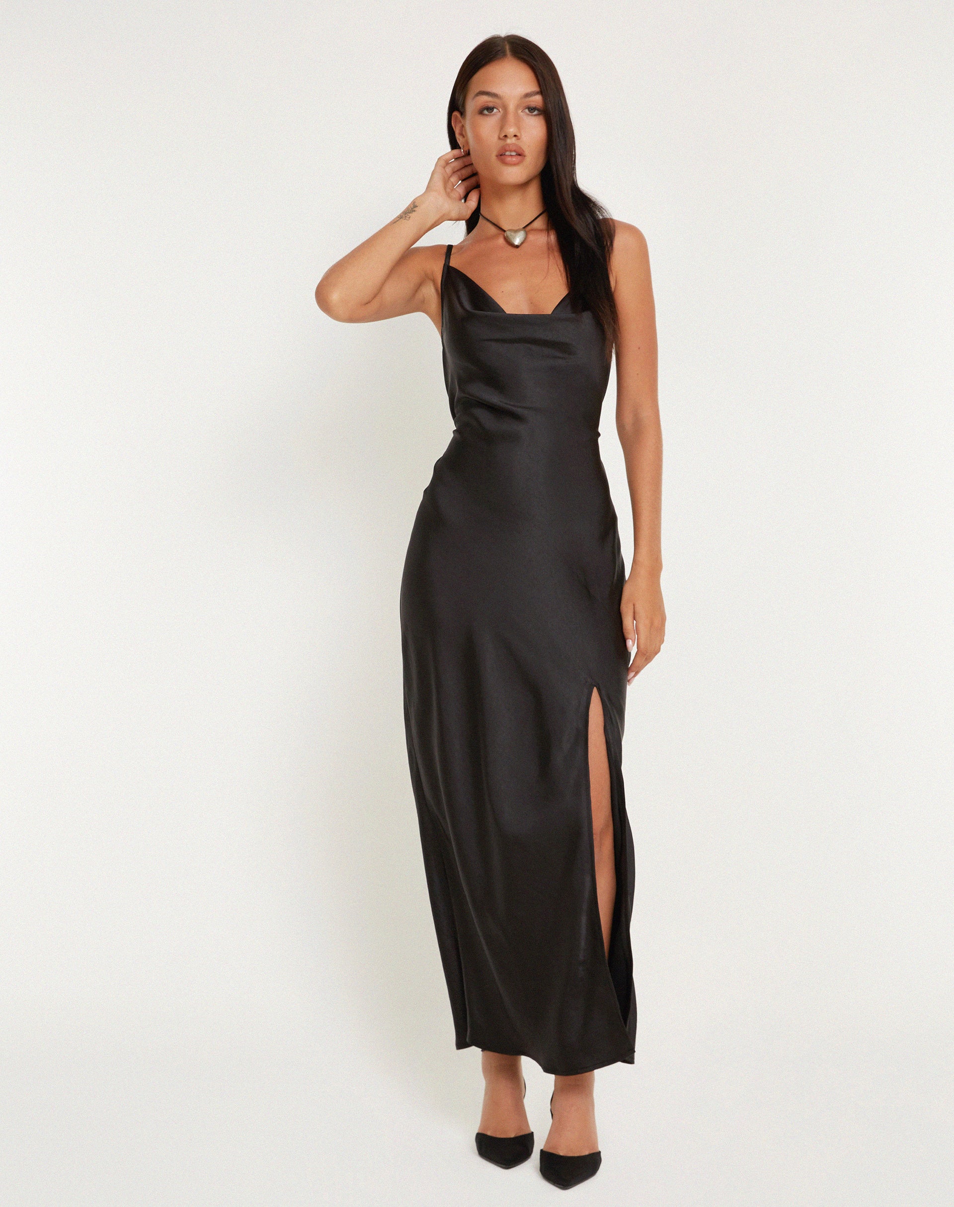 Padilla Maxi Dress in Satin Black Padilla Maxi Dress in Satin Black