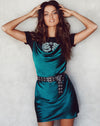 Image of Paiva Dress in Satin Forest Green