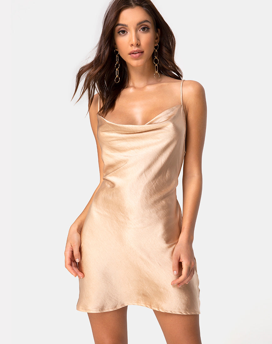 Image of Paiva Dress in Satin Gold