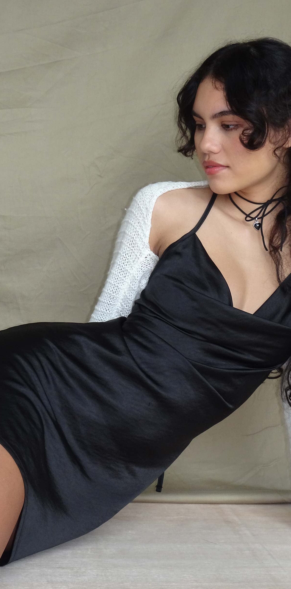 Paiva Slip Dress in Satin Olive