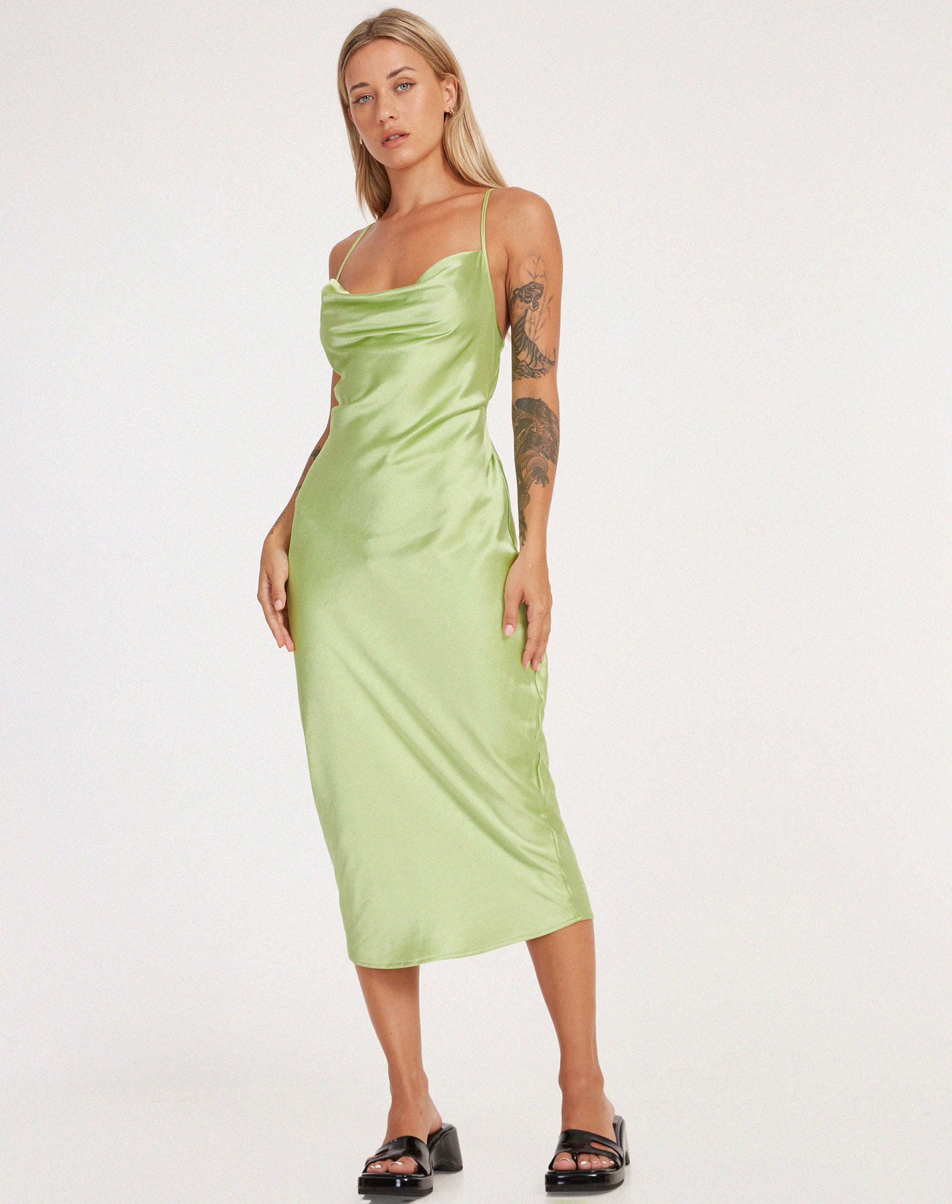 Lime green satin top on sale