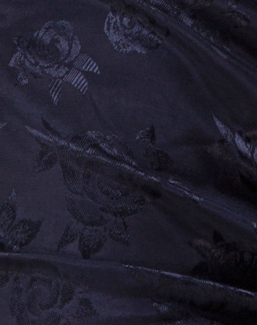 Panthus Slip Dress in Navy Satin Rose – motelrocks.com