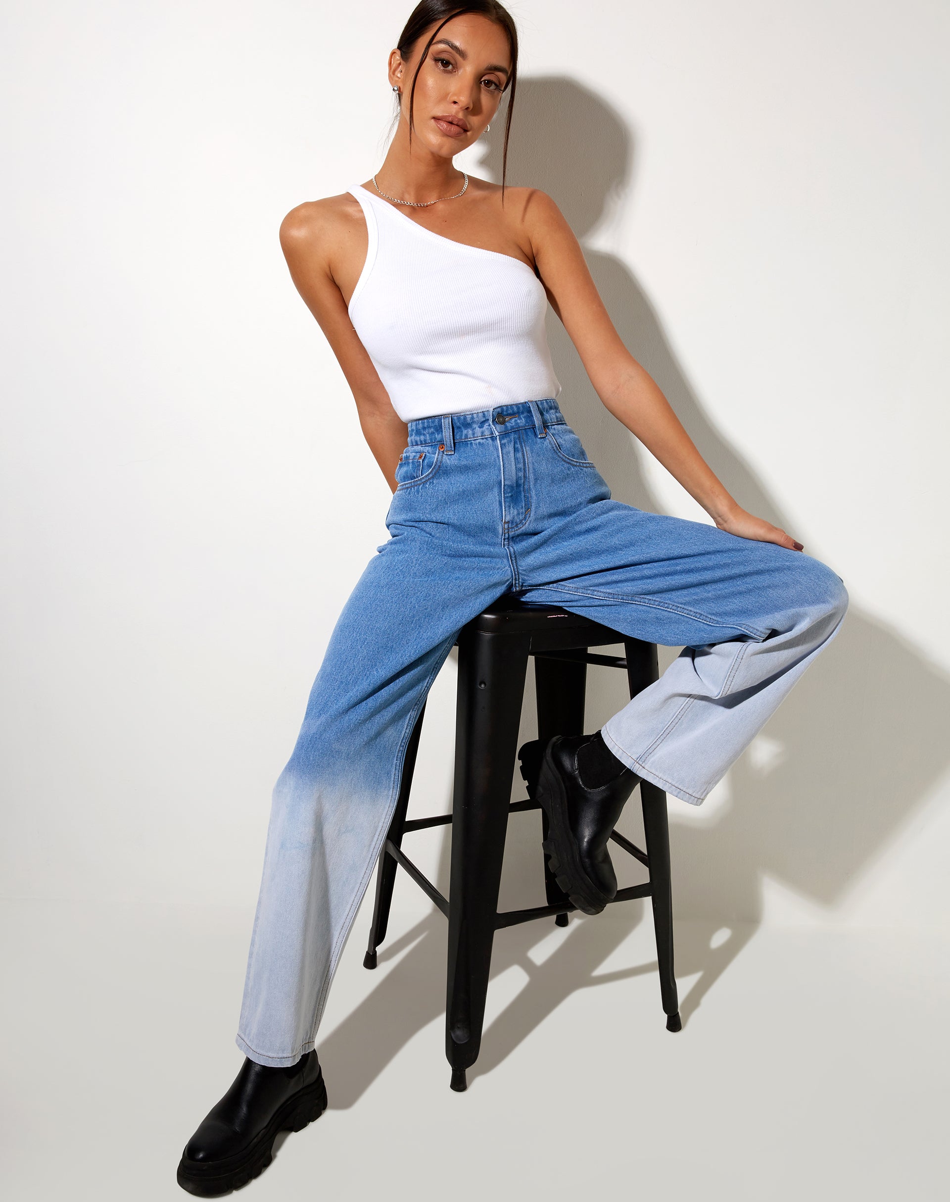 Image of Dip Bleach Parallel Jeans in Super Light Wash