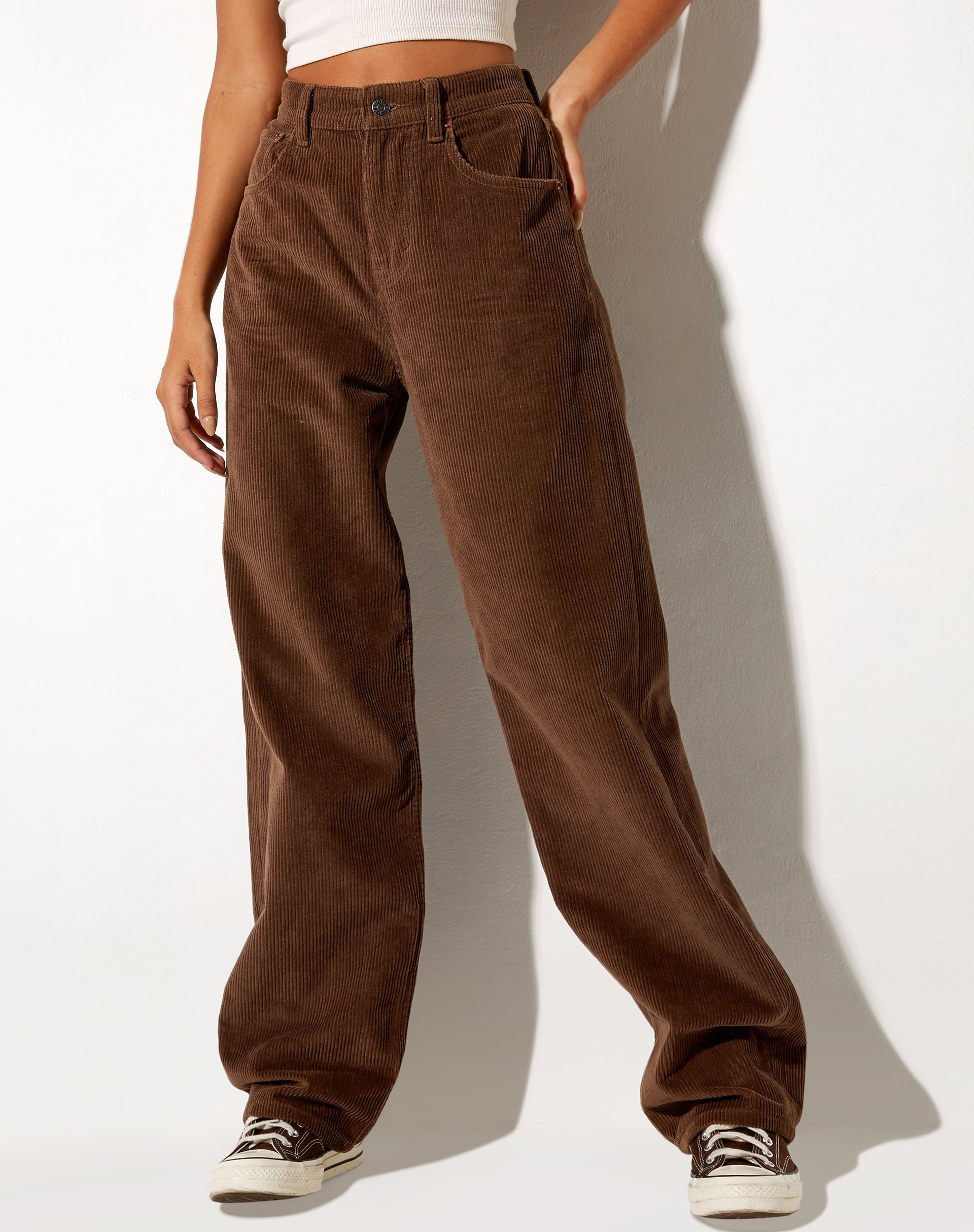 Dark Brown Corduroy 90's Wide Leg Jeans | Parallel – motelrocks.com