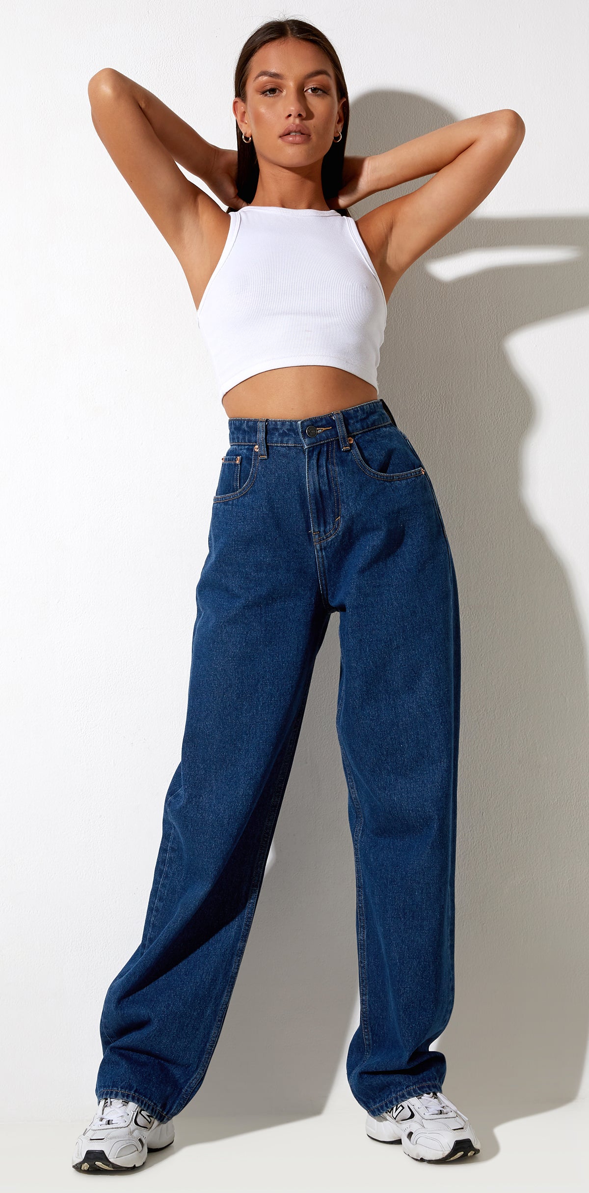 High Waist 90's Wide Leg Indigo Jeans | Parallel – motelrocks.com