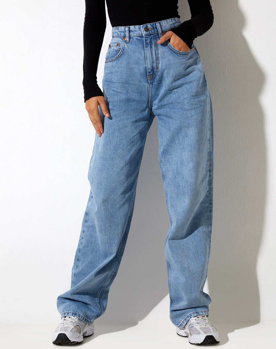 Wide Leg Light Wash Blue Jeans | Parallel – motelrocks.com