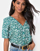 Image of Parki Top in Floral Field Green