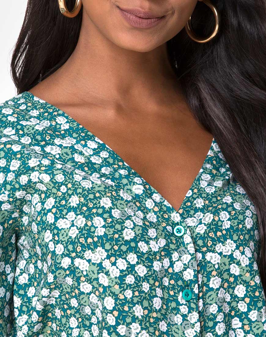 Image of Parki Top in Floral Field Green