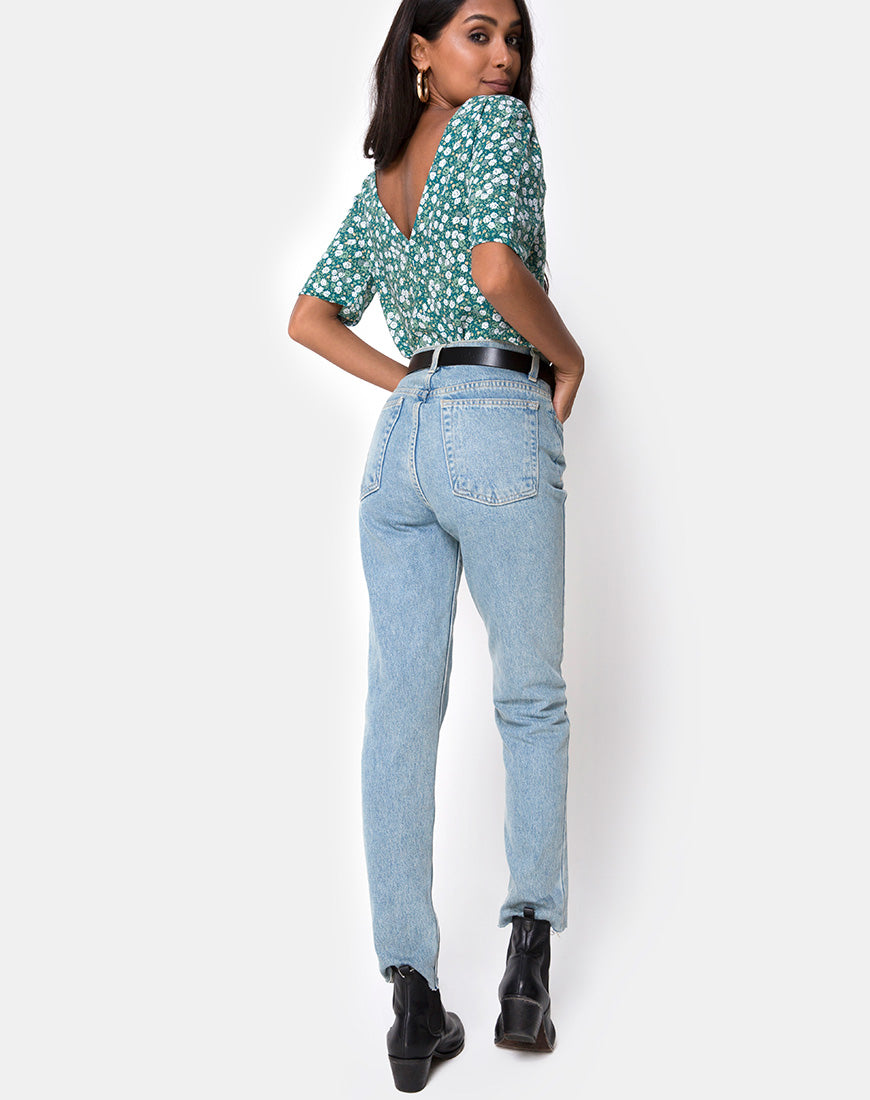 Image of Parki Top in Floral Field Green