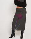 Image of Lassie Maxi Skirt in Green with Purple Flower Print