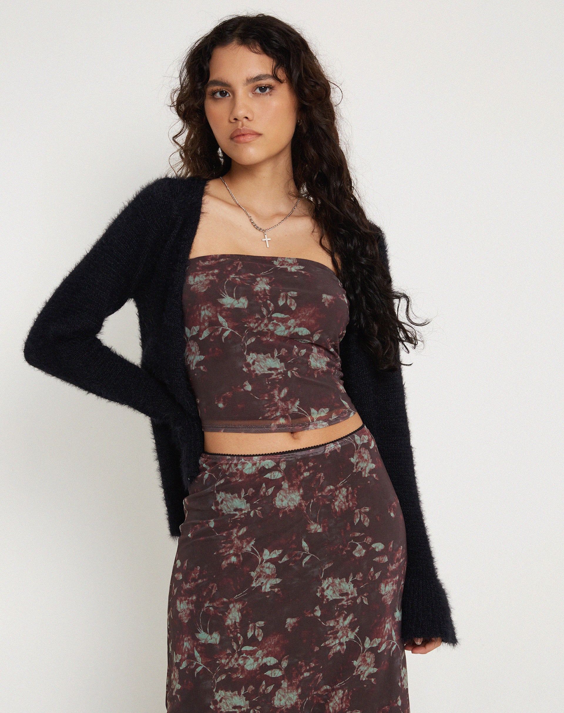 image of Peggy Bandeau Top in Botanical Floral Brown